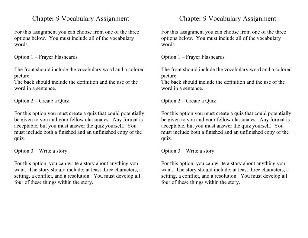 Chapter 9 Vocabulary Assignment