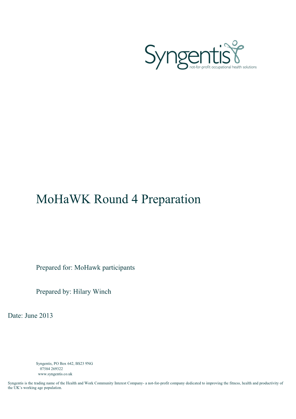 Prepared For: Mohawk Participants