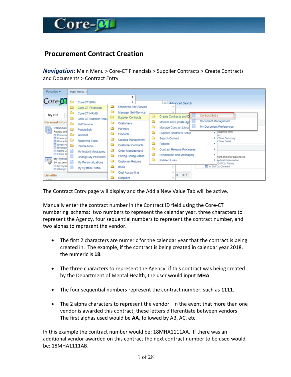 Creating Contract, Purchase Order and E-Pro Requisitions