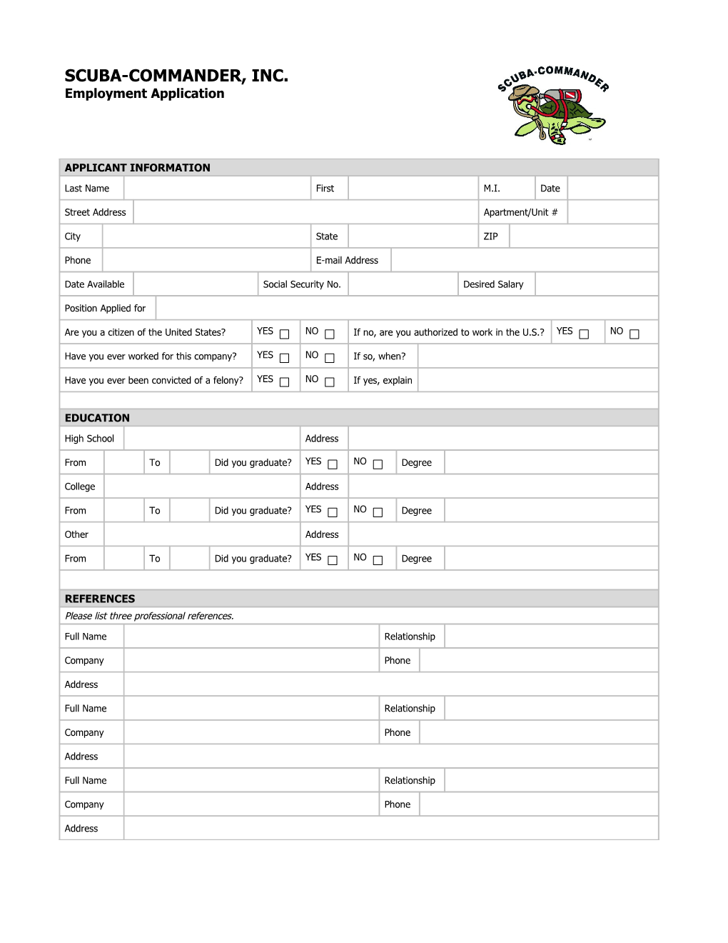 Employment Application (2-Pp.) s19