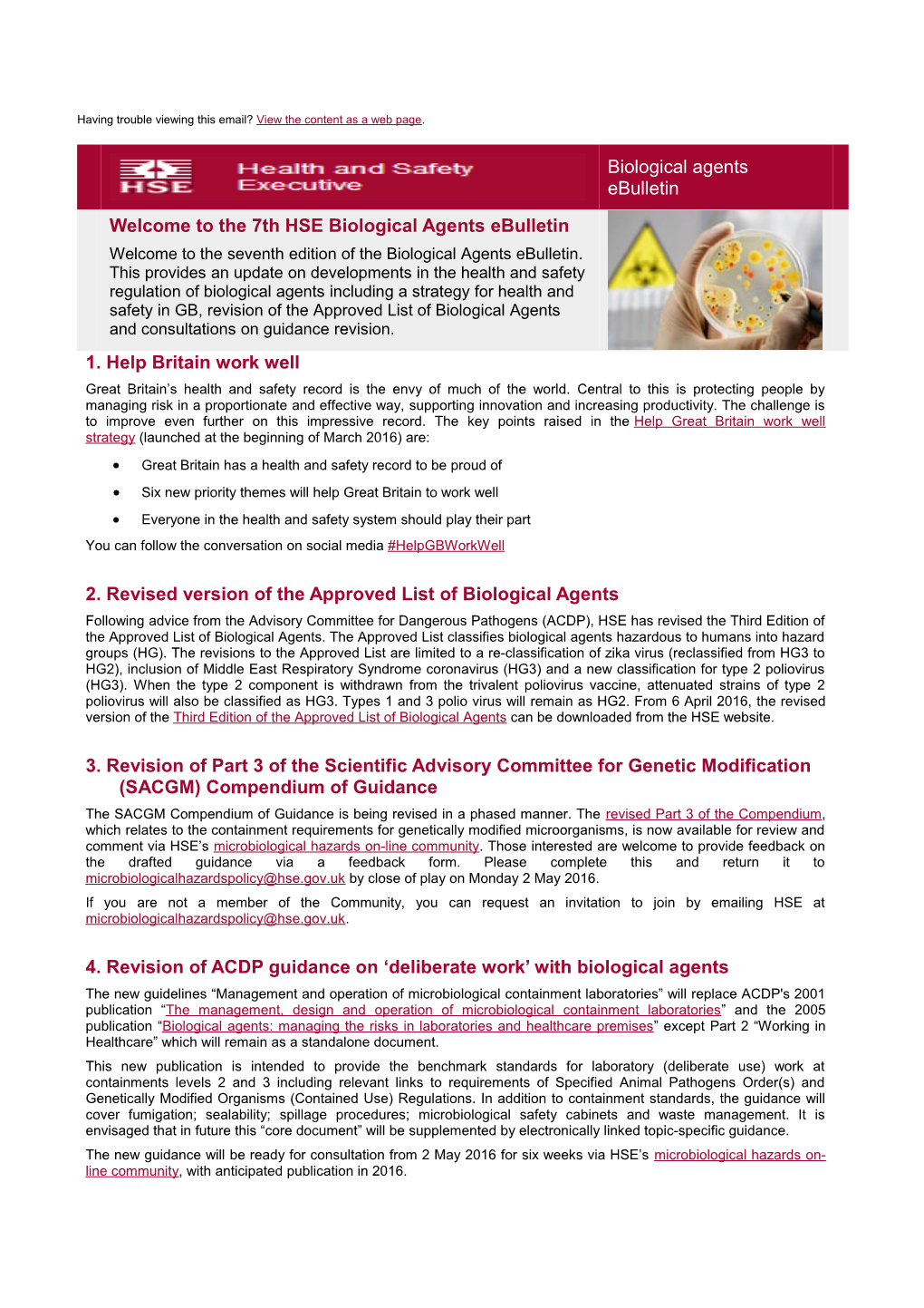 Welcome to the 7Th Hsebiological Agentsebulletin