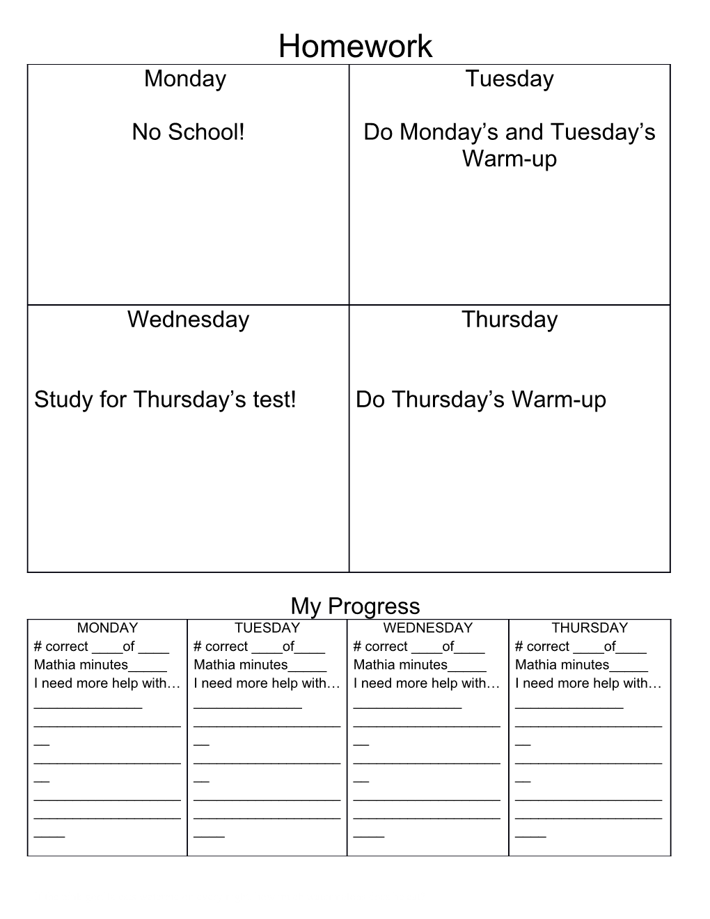 Weekly Homework Sheet s12