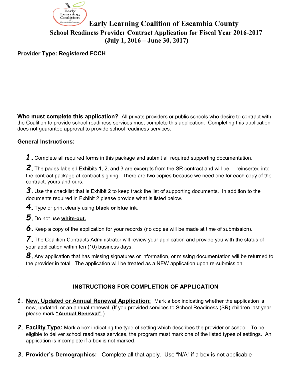 Florida Child Care Resource & Referral 2007 - 2008 Provider Update Form