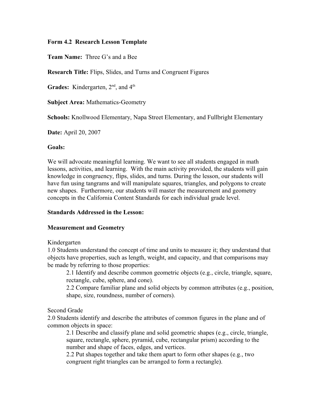 Form 4.2 Research Lesson Template