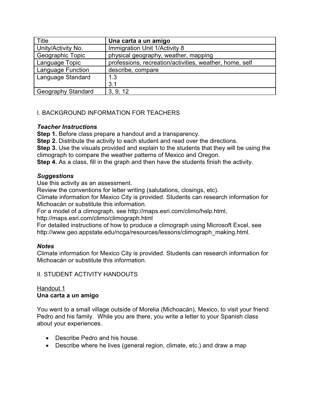 I. Background Information for Teachers s1