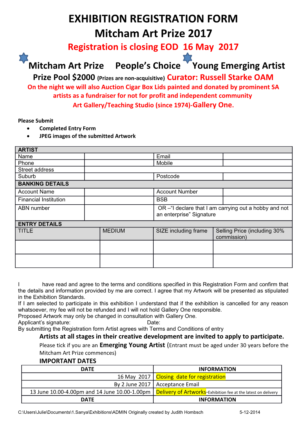 Exhibition Registration Form