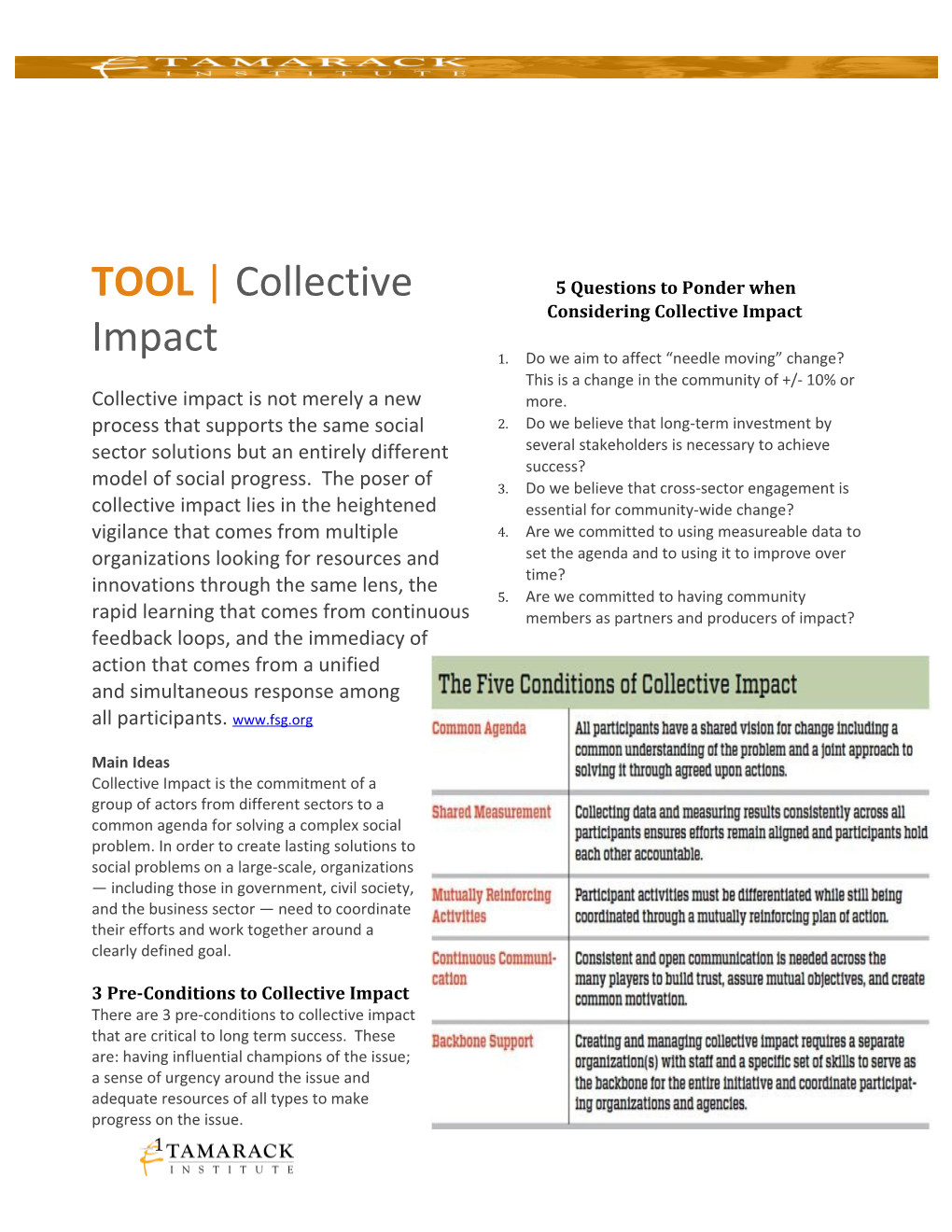 3 Pre-Conditions to Collective Impact
