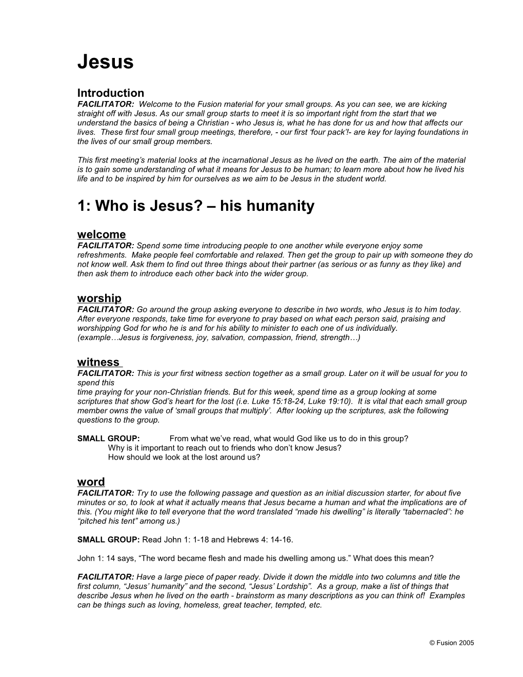 1: Who Is Jesus? His Humanity