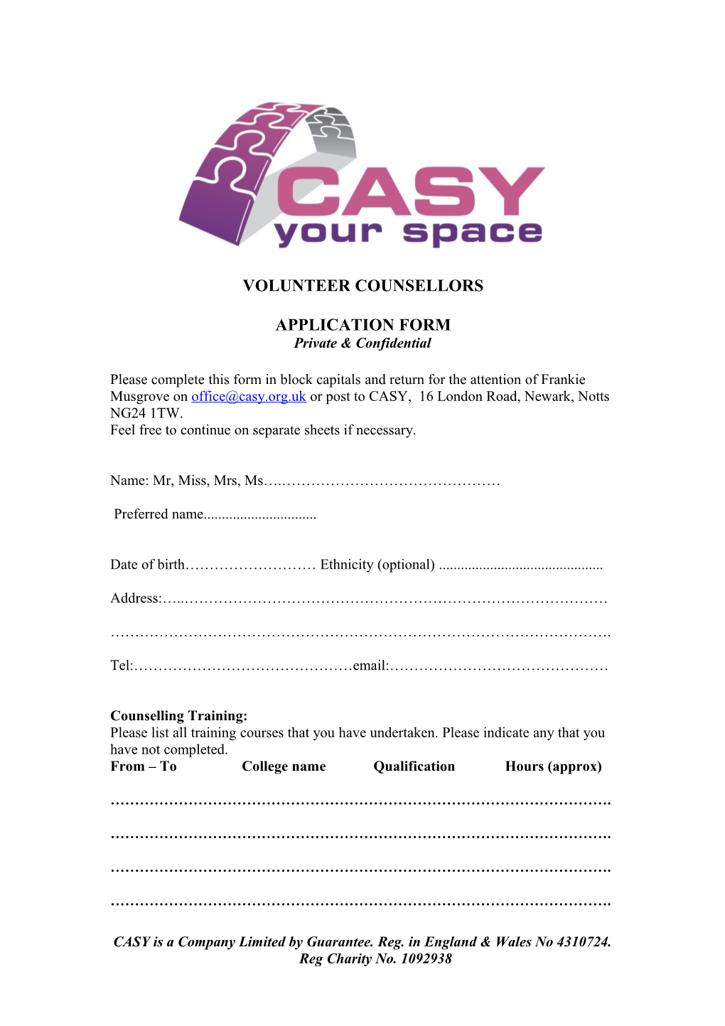 Casy (Counselling and Support for Young People)
