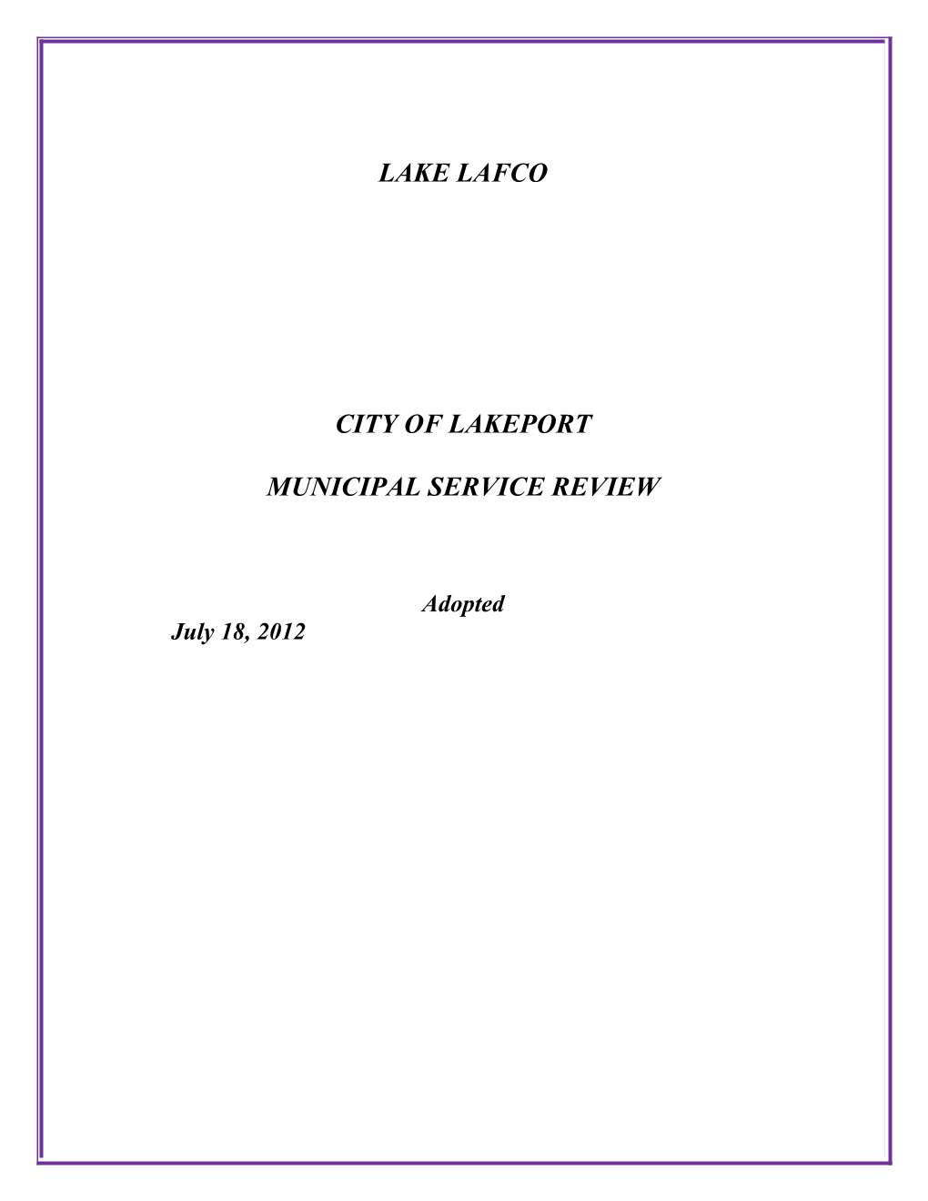 City of Lakeport Msr