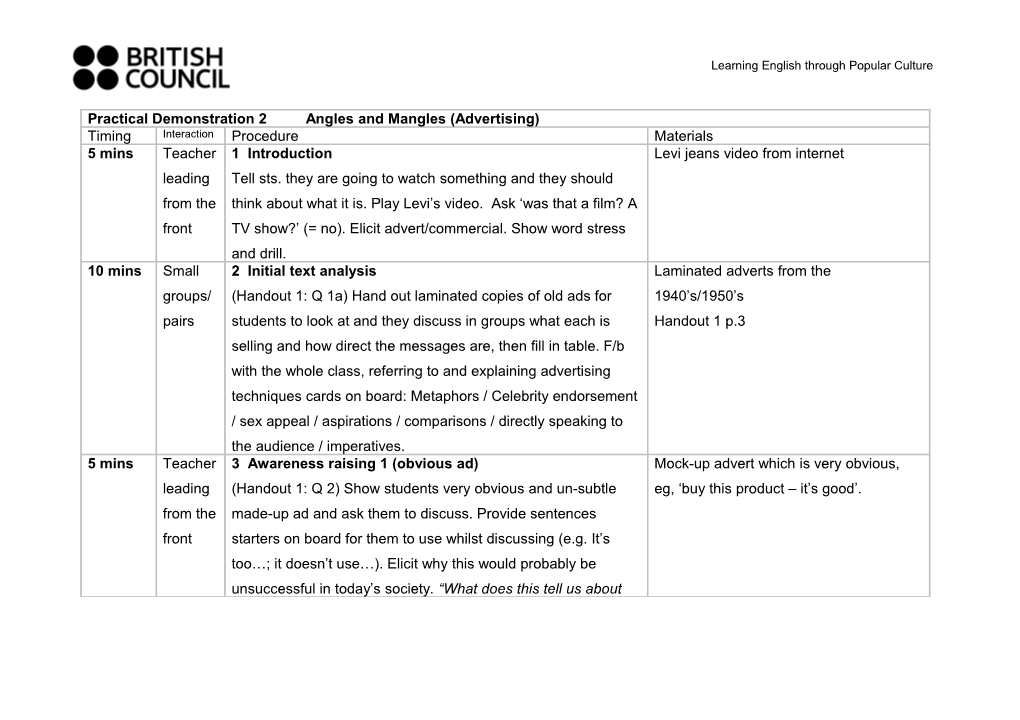 Learning English Through Popular Culture s1