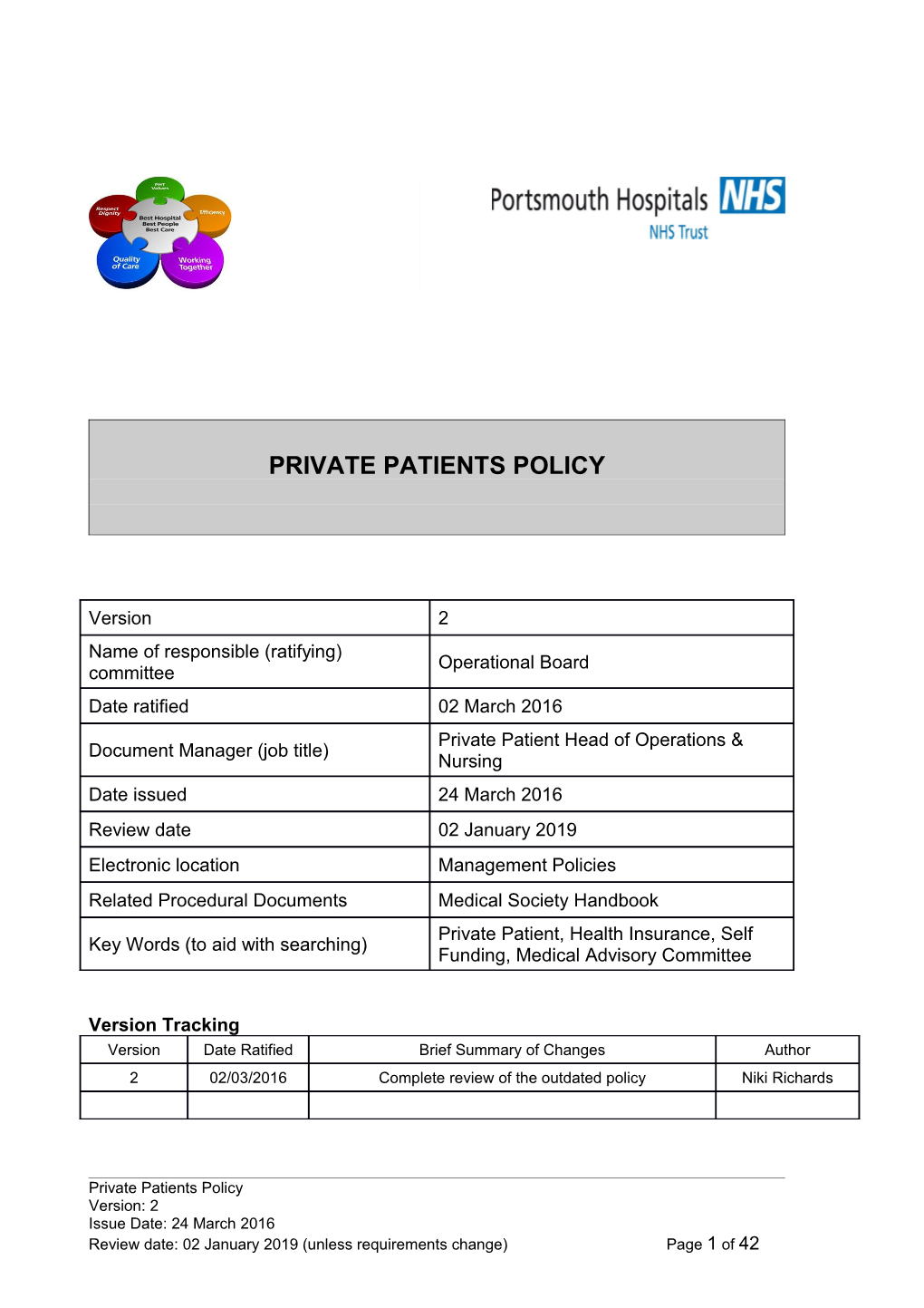 Private Patients Policy