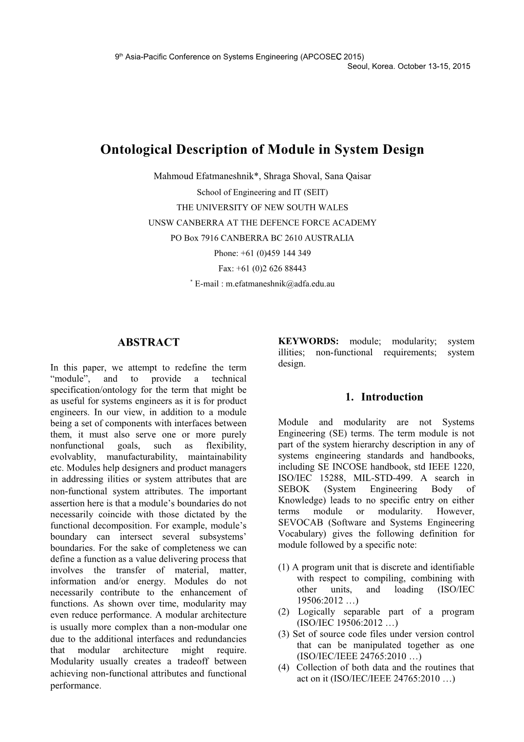 Ontological Description of Module in System Design