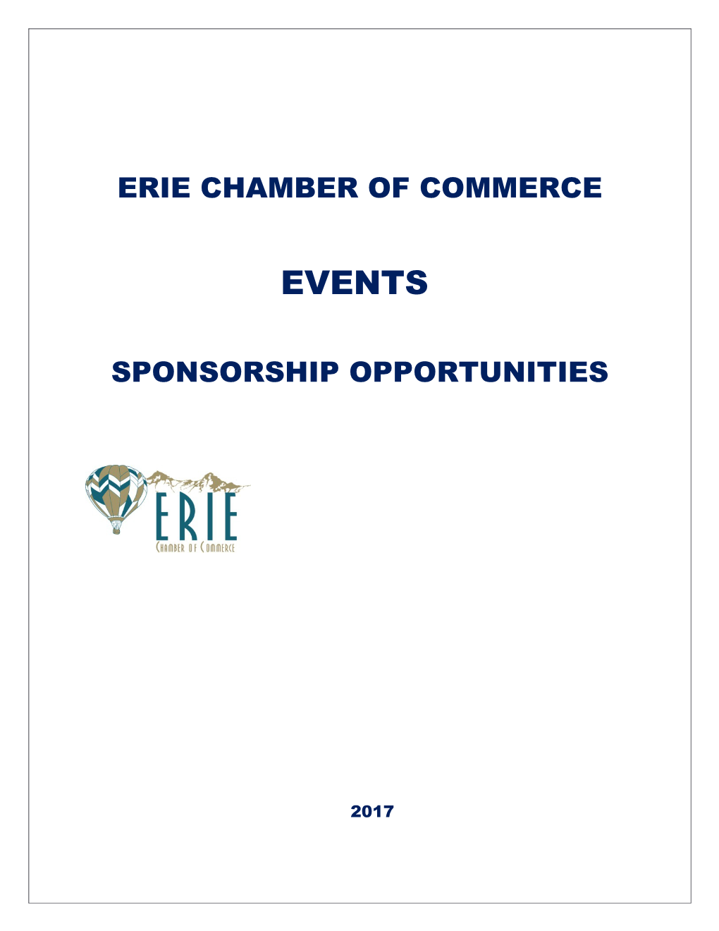 ERIE CHAMBER of COMMERCE Sponsorship Opportunities