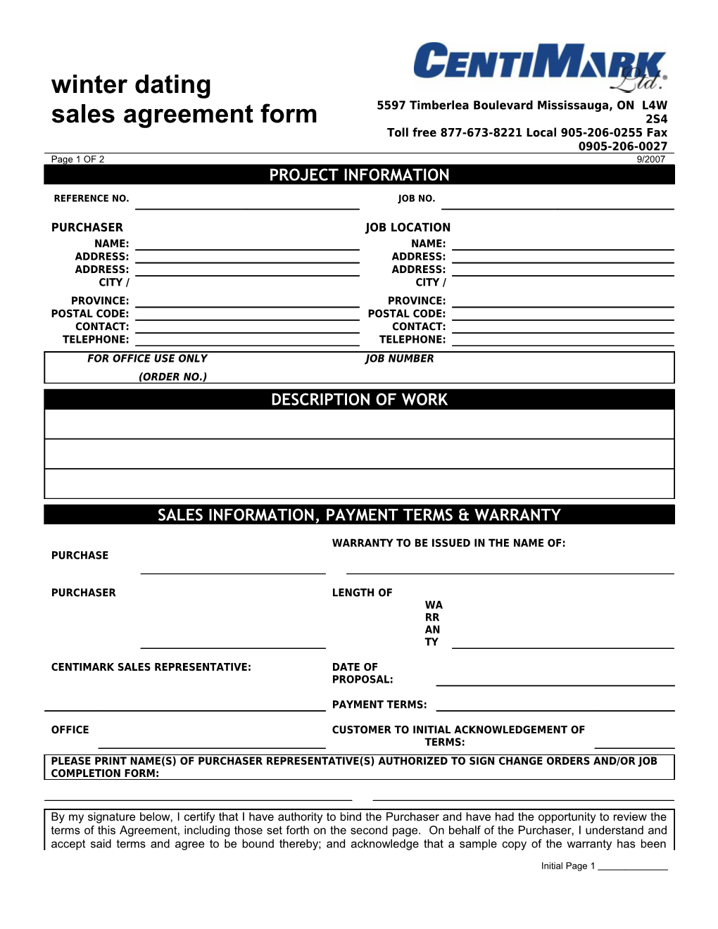 Sales Agreement Form