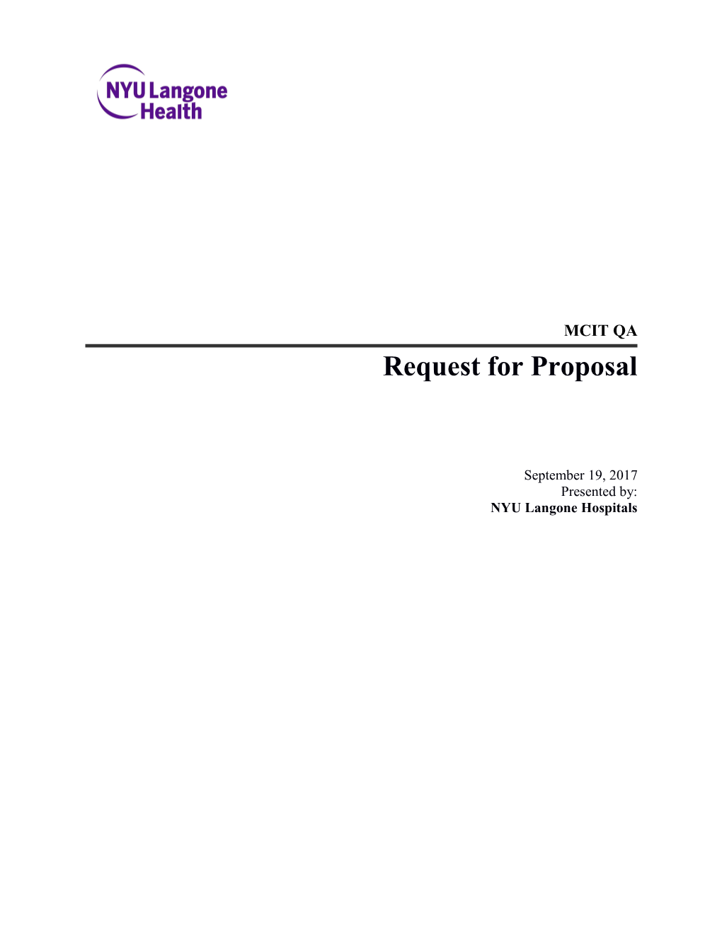 Request for Proposal s27