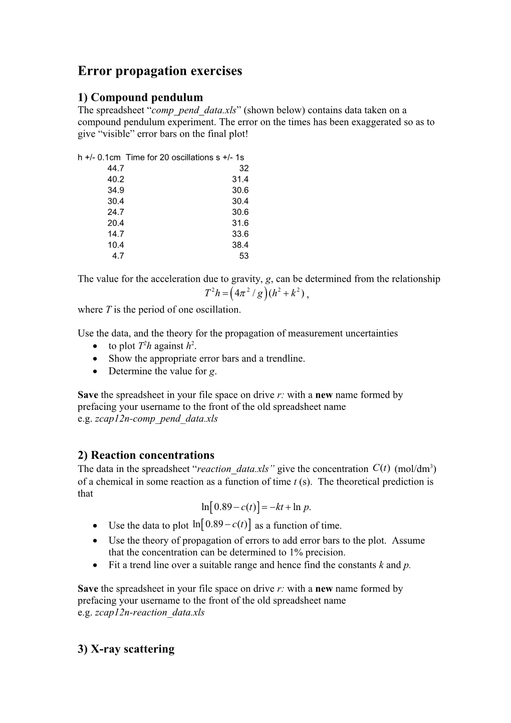 Compound Pendulum Error Propagation