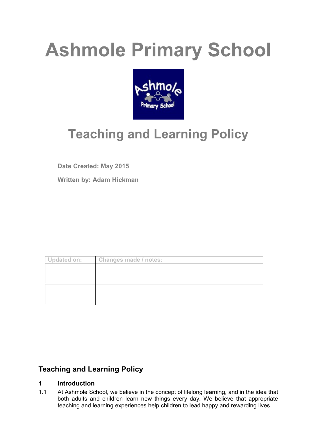 Teaching and Learning Policy s3