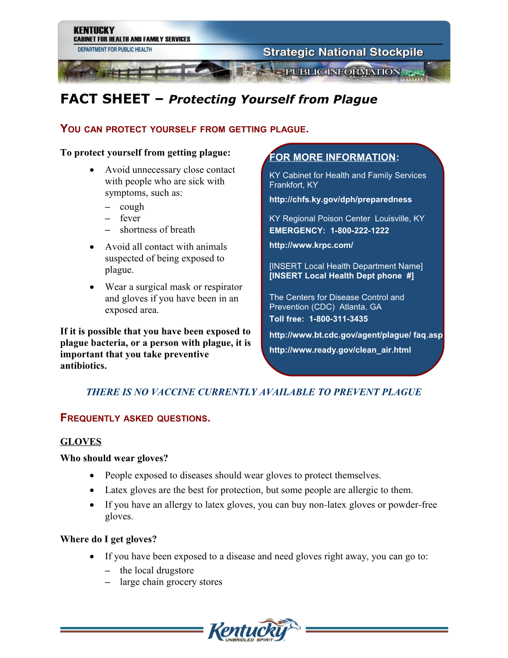 FACT SHEET Protecting Yourself from Plague