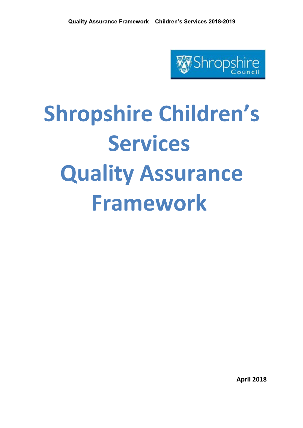 Quality Assurance Framework Children S Services 2018-2019