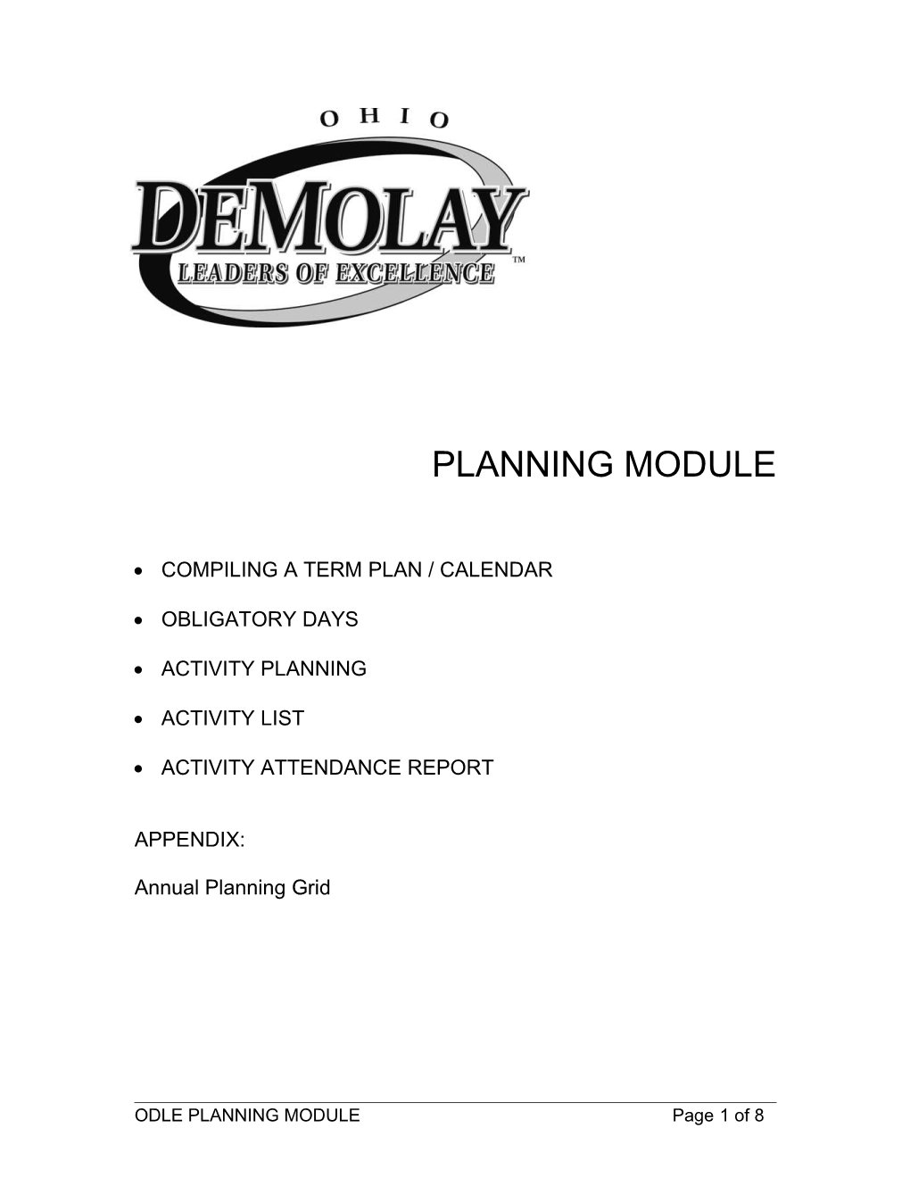 Planning Module Compiling a Term Plan / Calendar