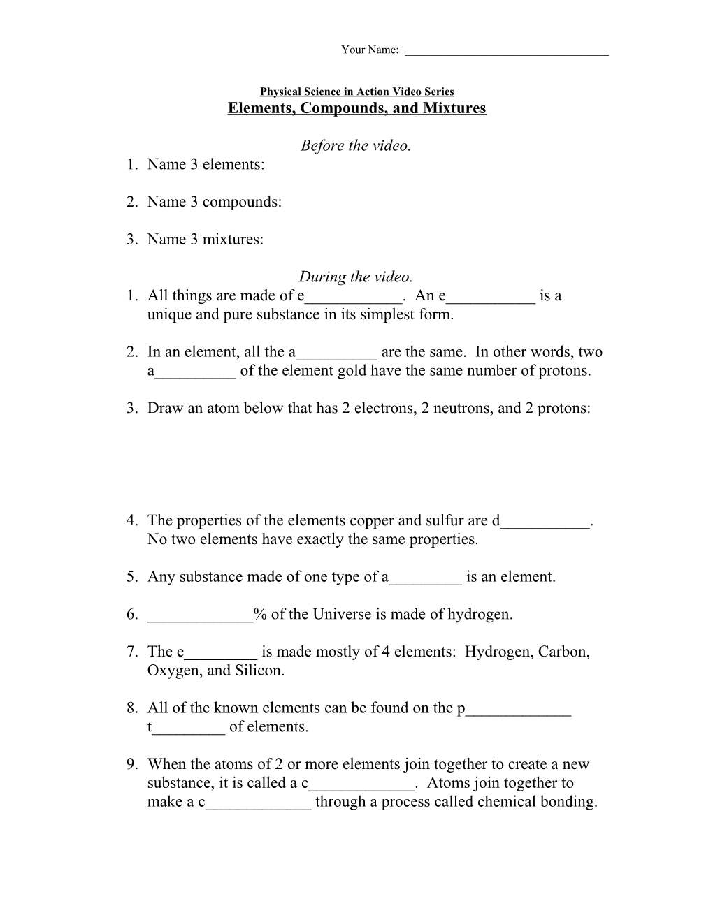 Physical Science in Action: Elements, Compounds, and Mixtures