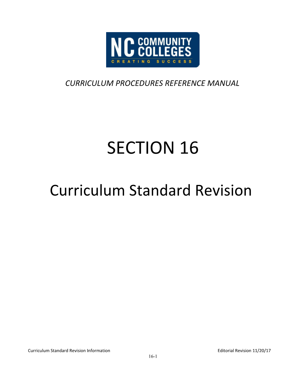 Curriculum Procedures Reference Manual
