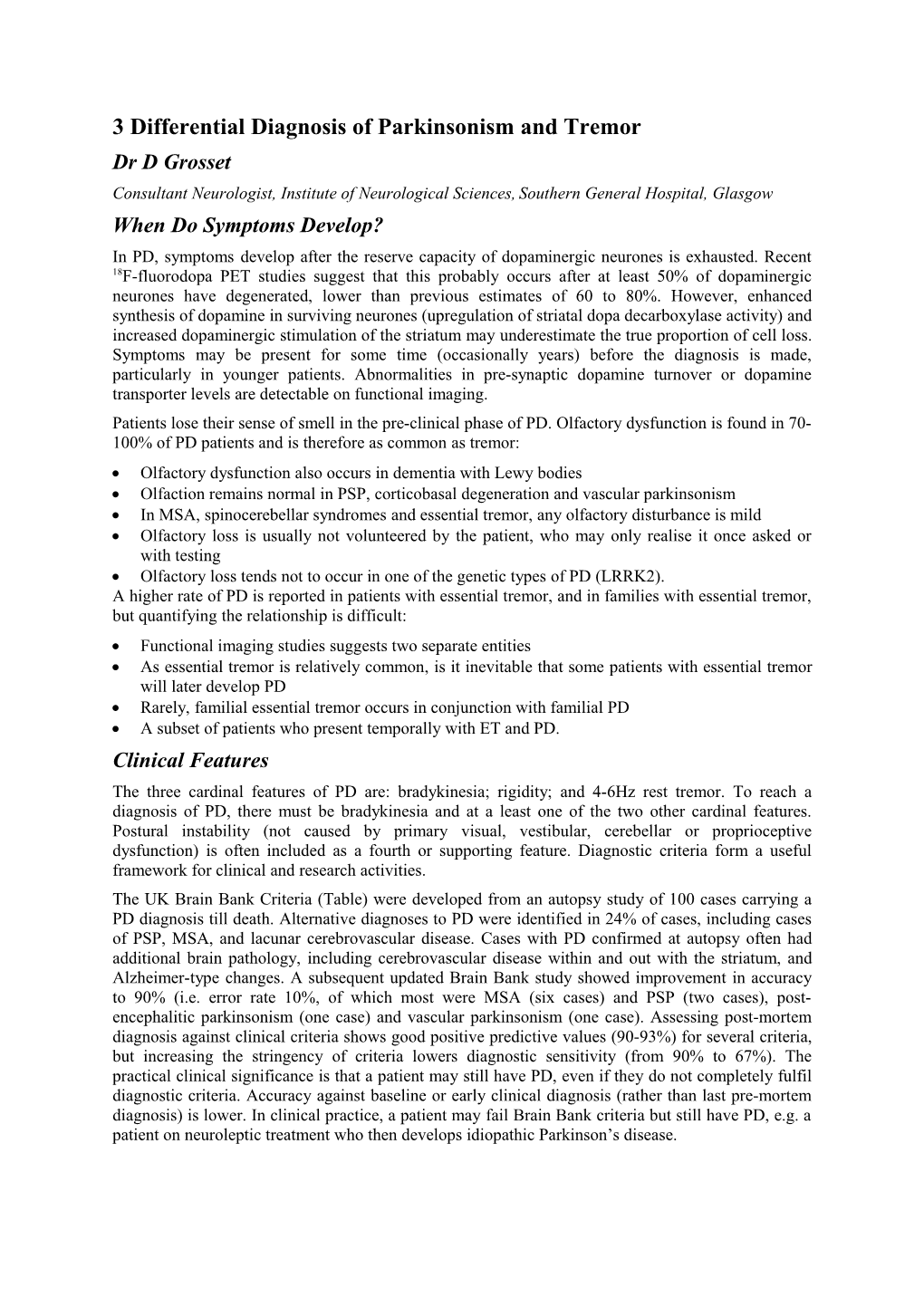 Medical Management Of Parkinson's Disease