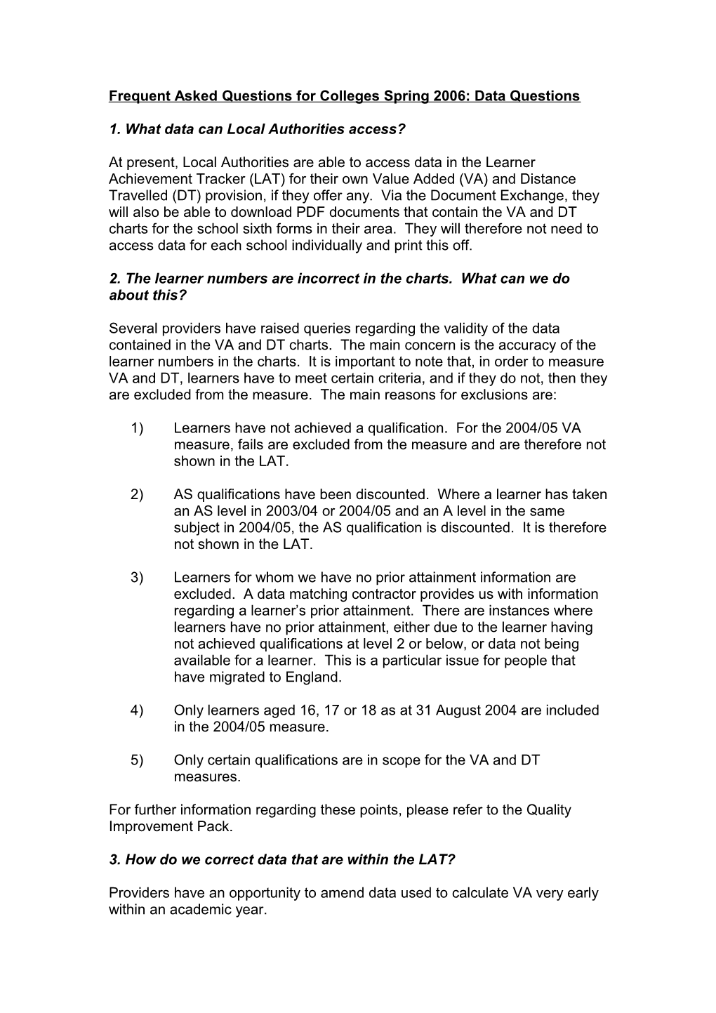 LAT Data Faqs