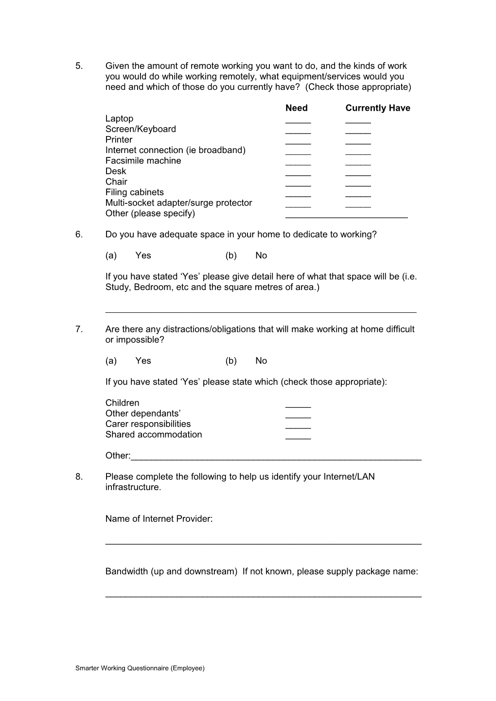 Assessment Survey for Employees
