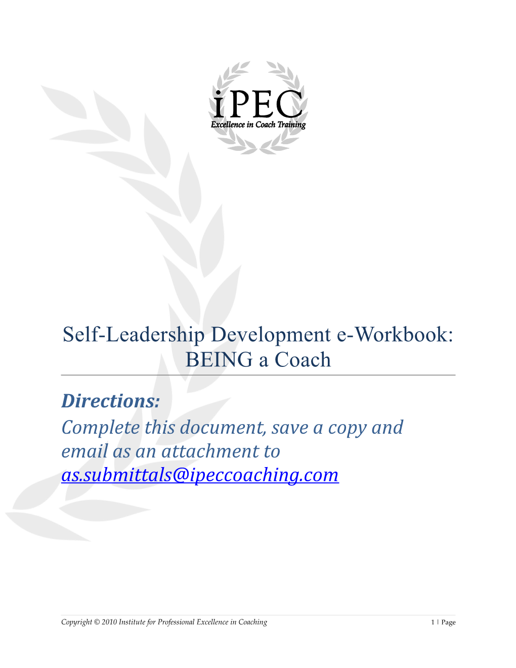 Self-Leadership Development E-Workbook: BEING a Coach