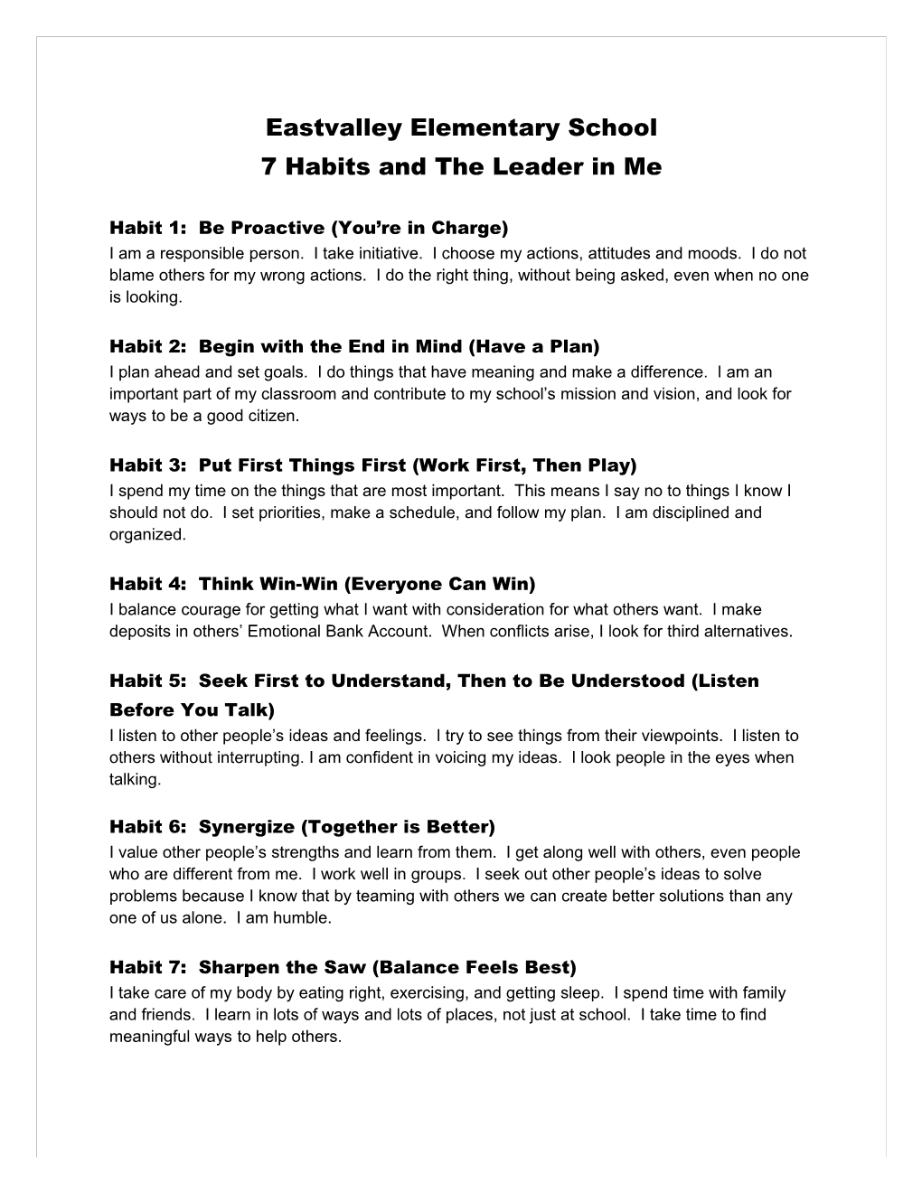 7 Habits and the Leader in Me