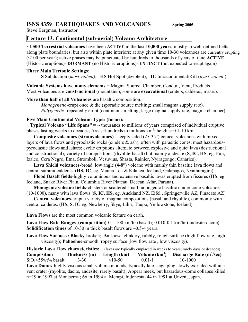 Geology 1313 Earthquakes and Volcanoes s1