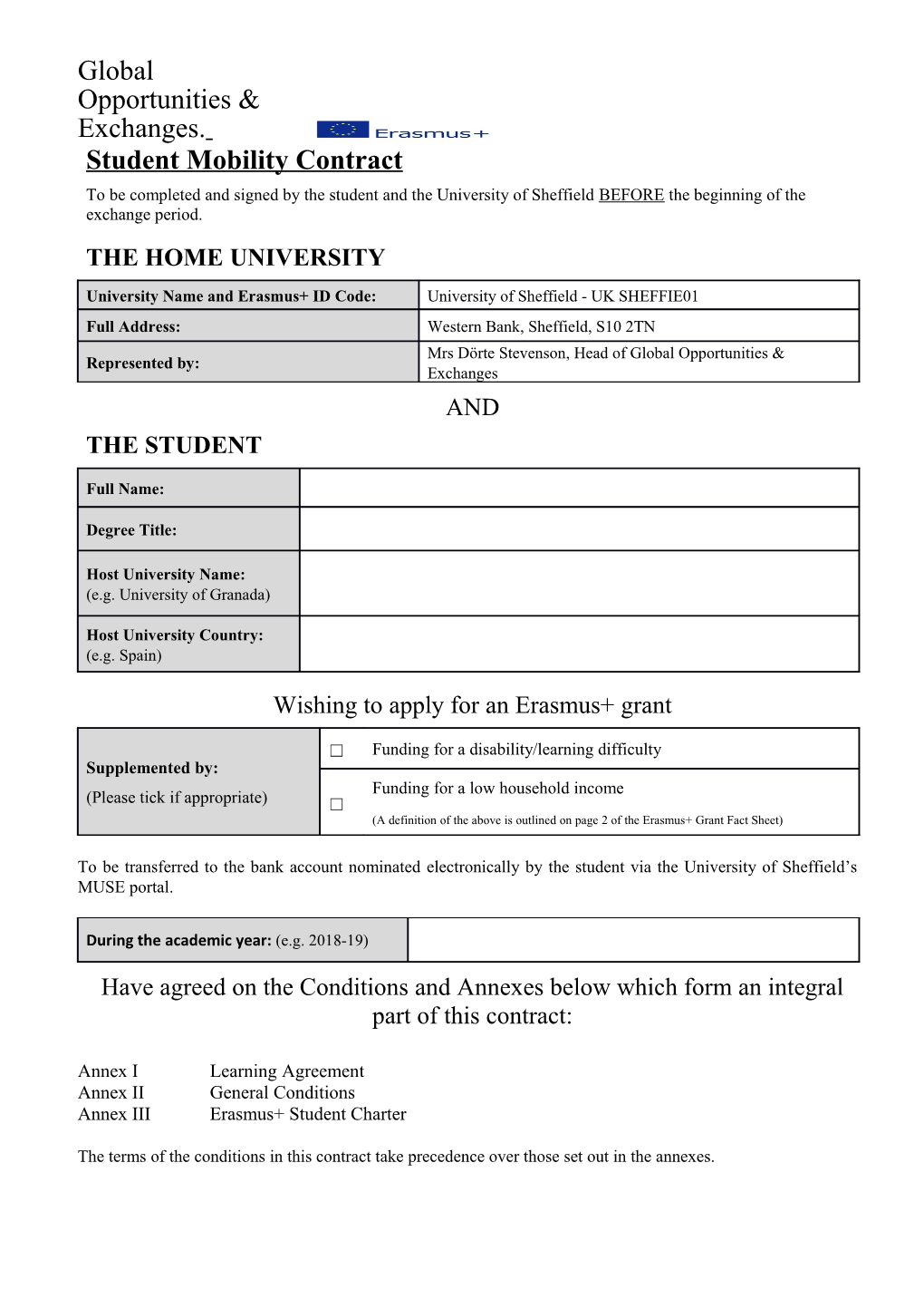 Student Mobility Contract