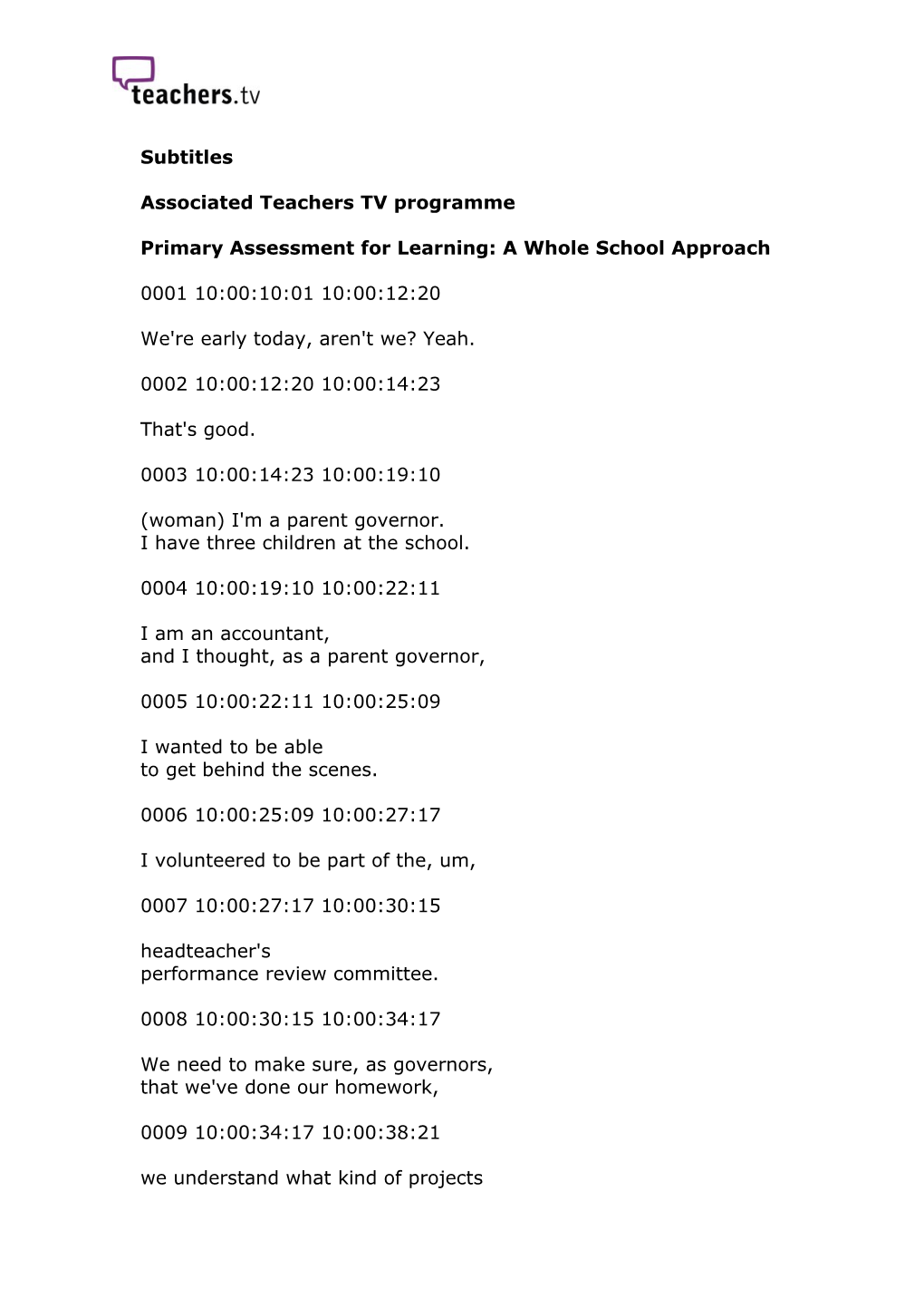 Primary Assessment for Learning: a Whole School Approach