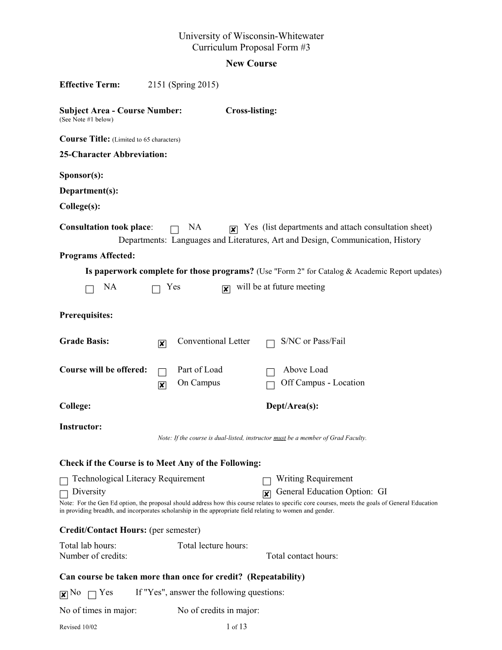 Subject Area - Course Number: FILM 110 Cross-Listing