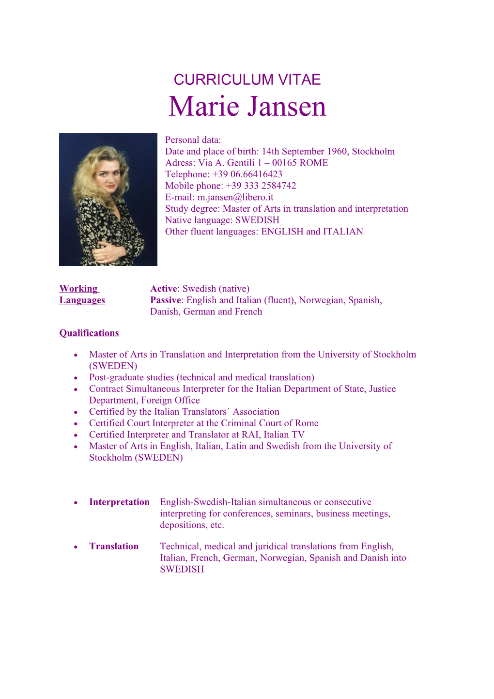 Curriculum Vitae s451