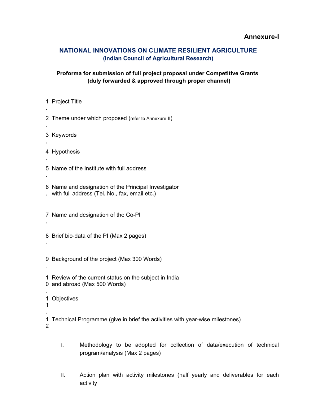 National Innovations on Climate Resilient Agriculture