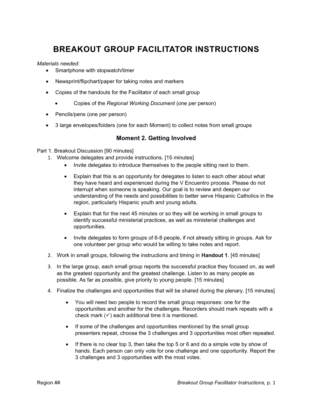 Breakout Group Facilitator Instructions