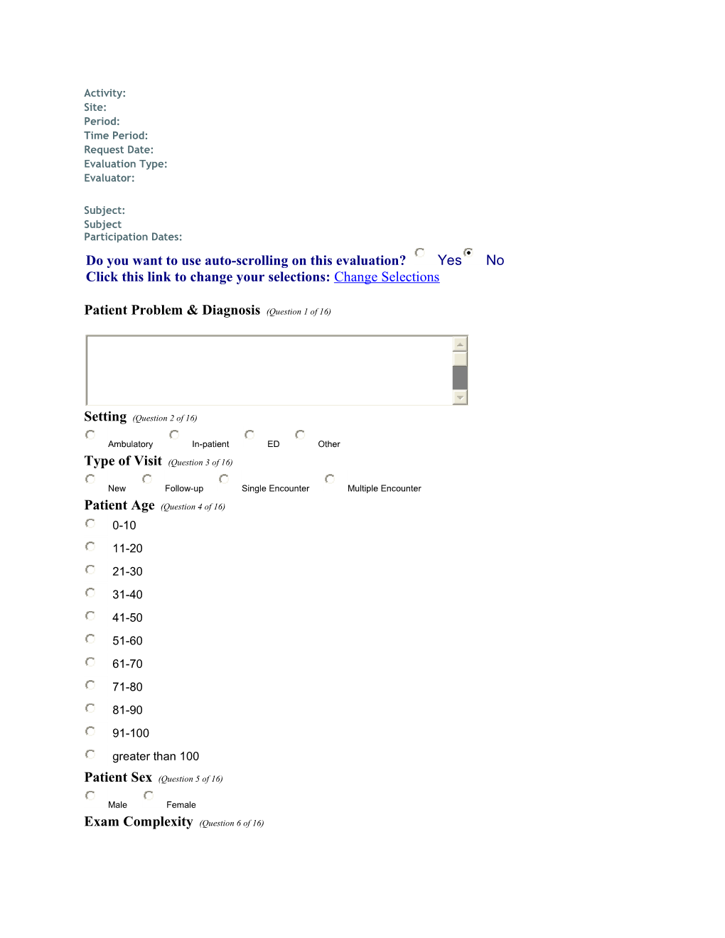 Do You Want to Use Auto-Scrolling on This Evaluation? Yesno