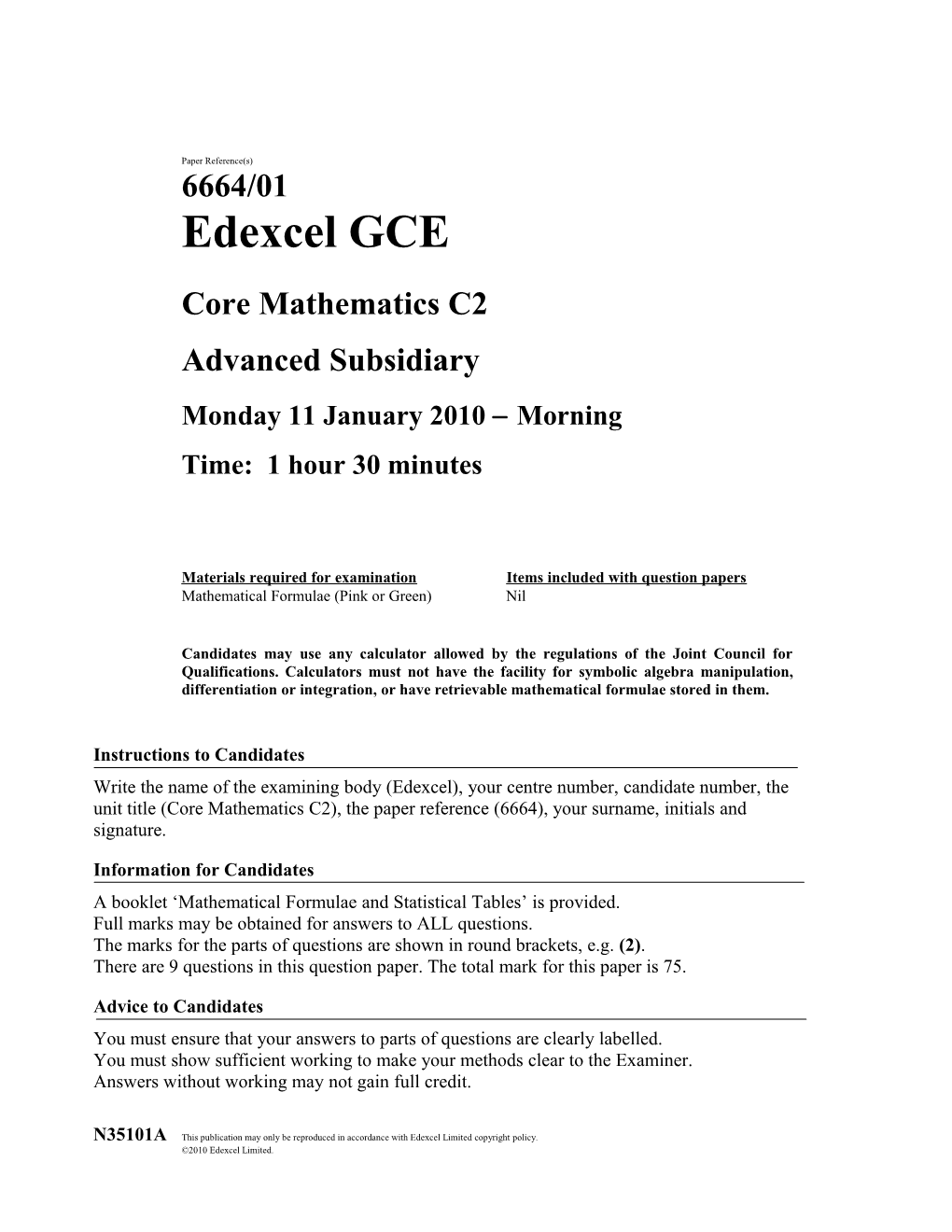 Core Mathematics C2 s1