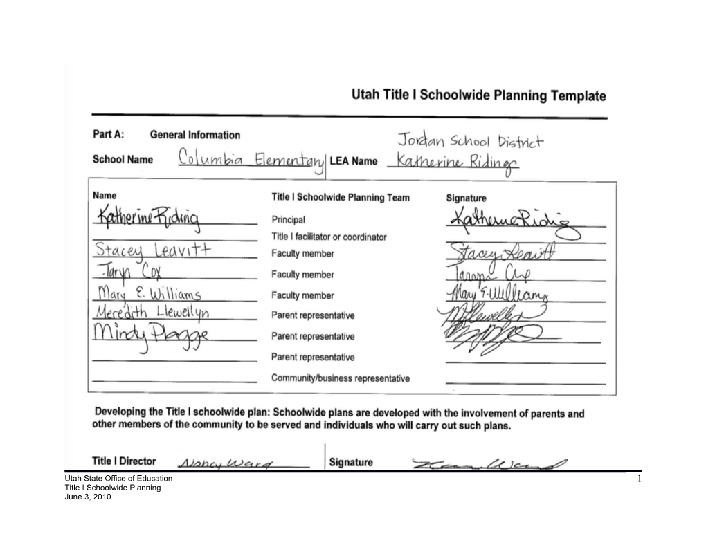 Revised School Improvement Plan Template