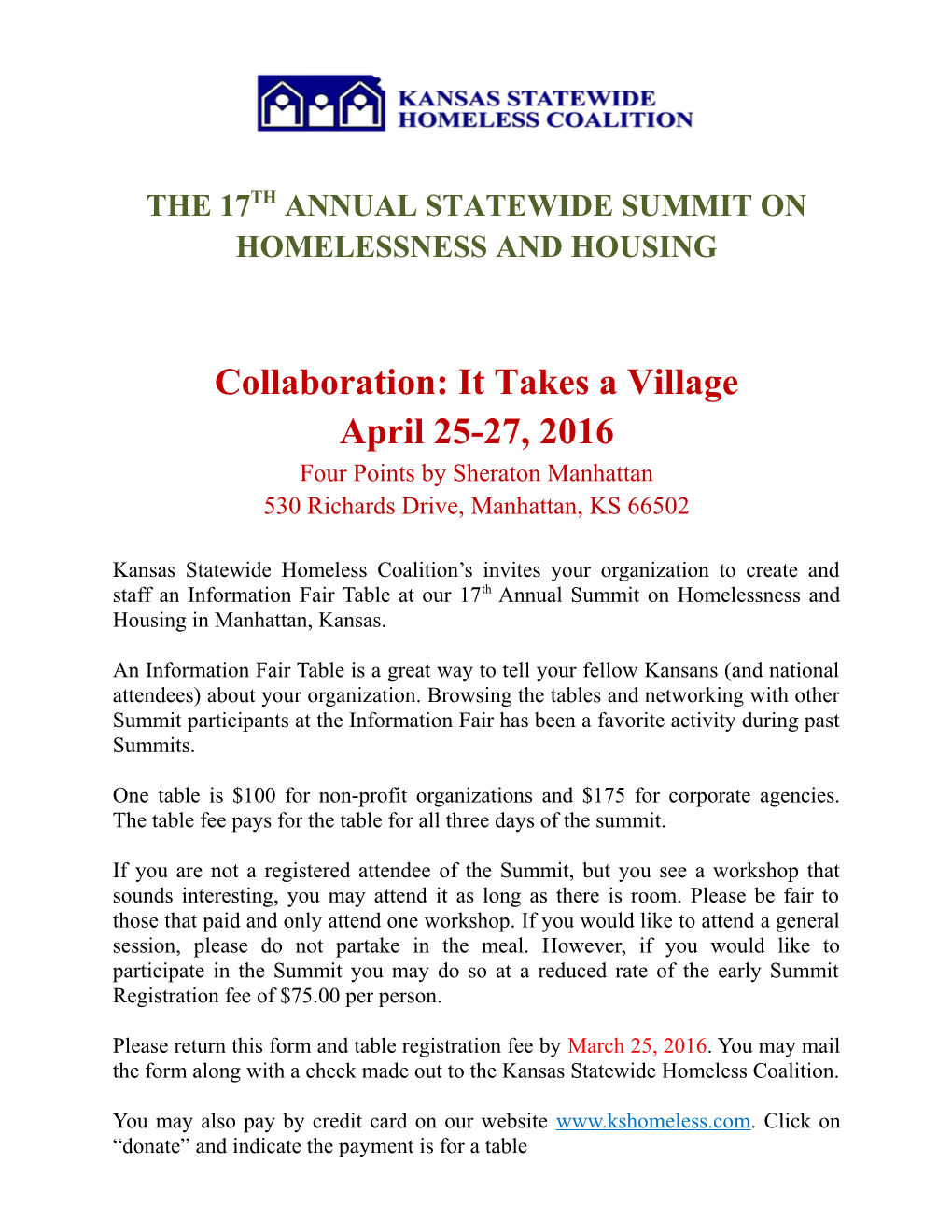 The 17Th Annual Statewide Summit on Homelessness and Housing