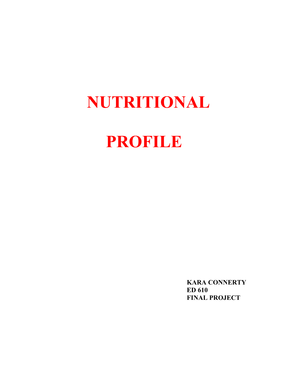 Nutritional Profile Draft
