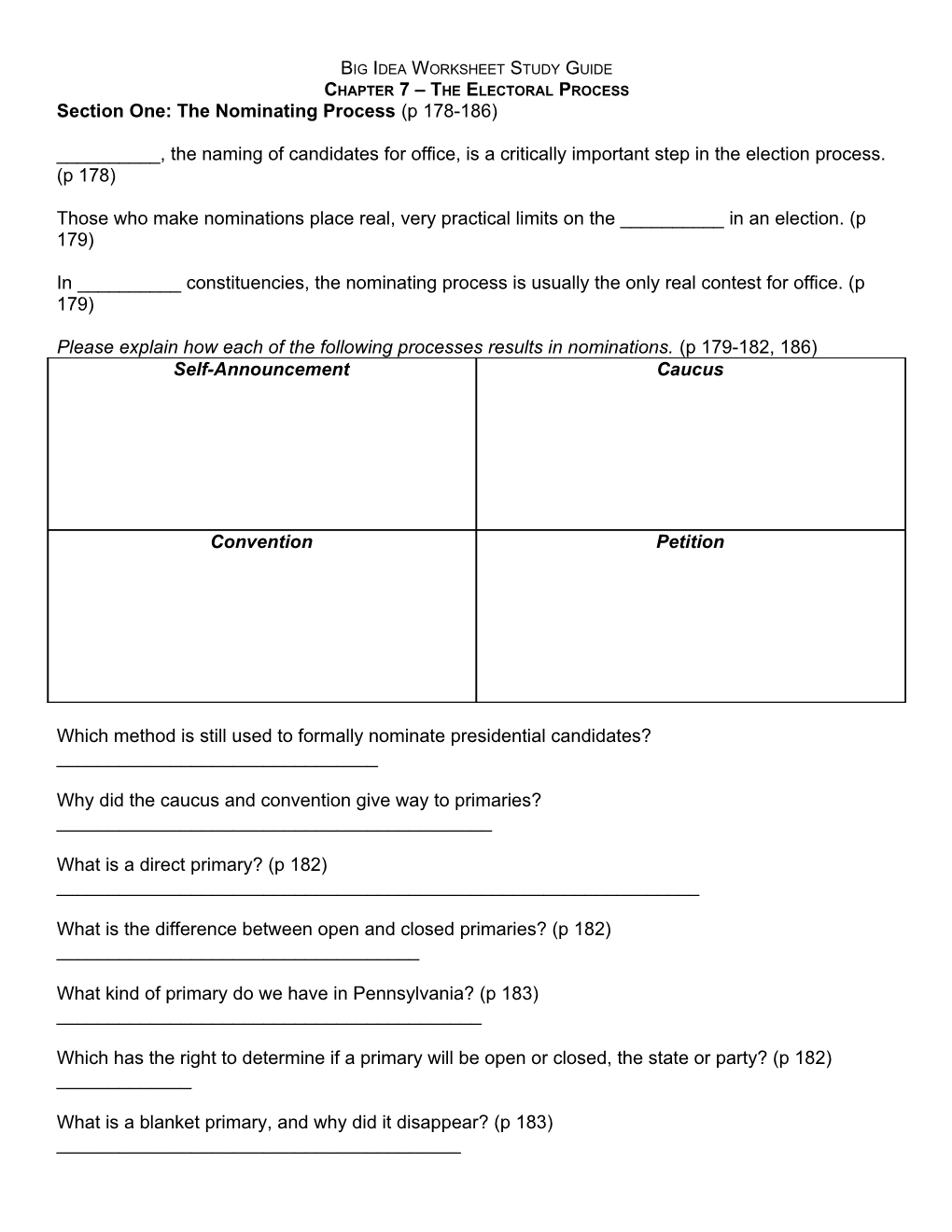 Chapter 7 the Electoral Process