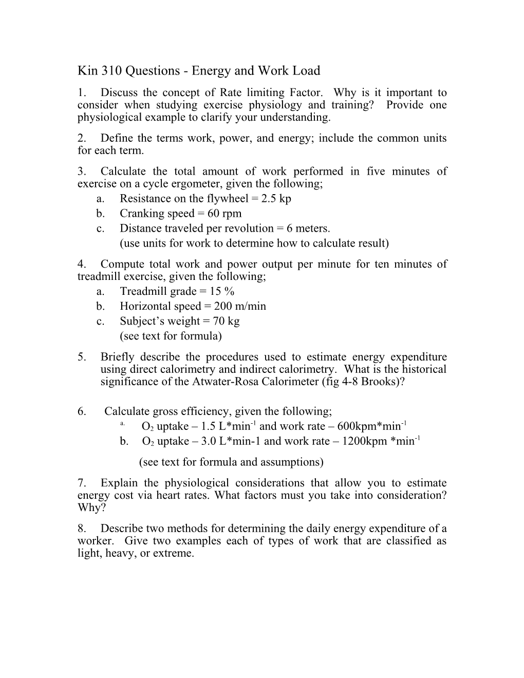 Kin 310 Week 2 Questions