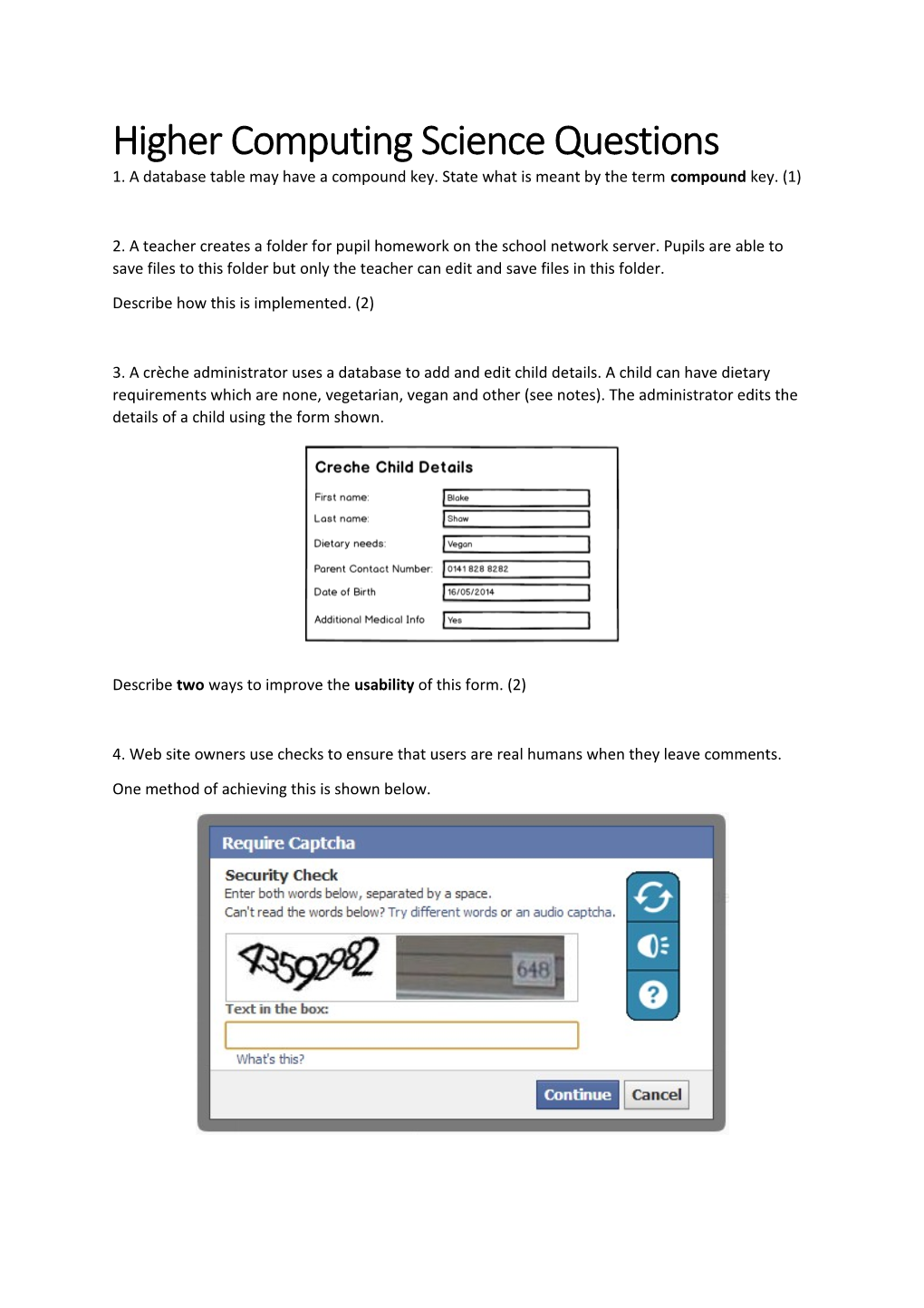 Higher Computing Science Questions