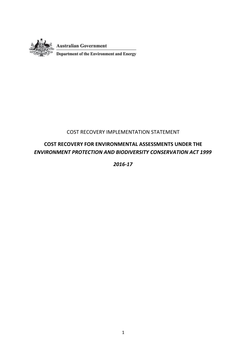 Cost Recovery Implementation Statement