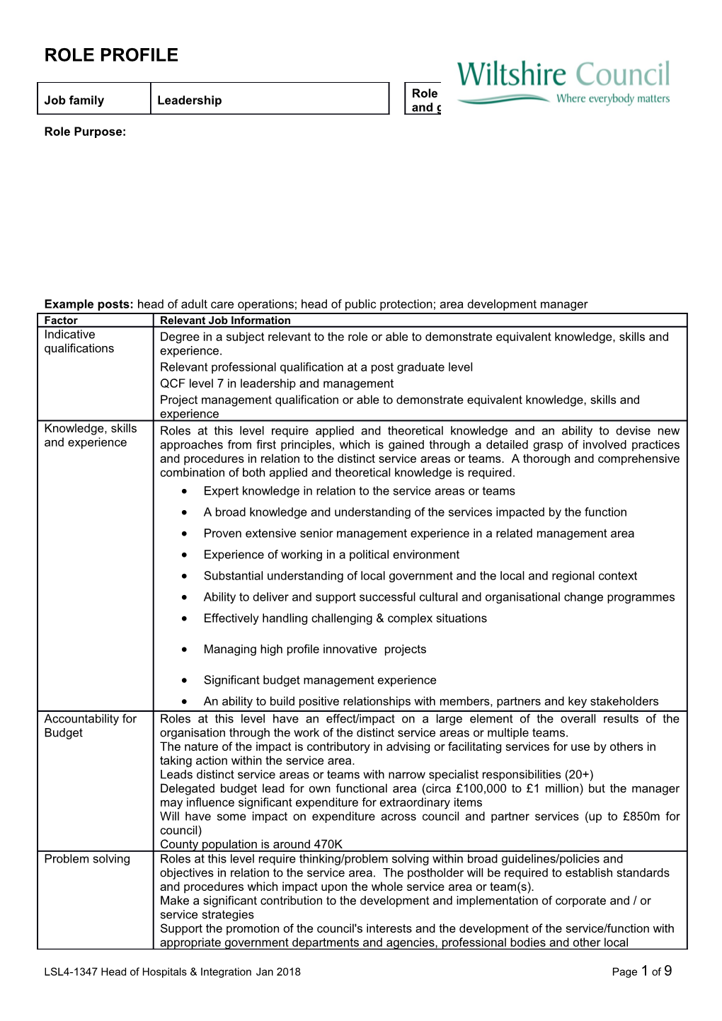 Example Posts: Head of Adult Care Operations; Head of Public Protection; Area Development