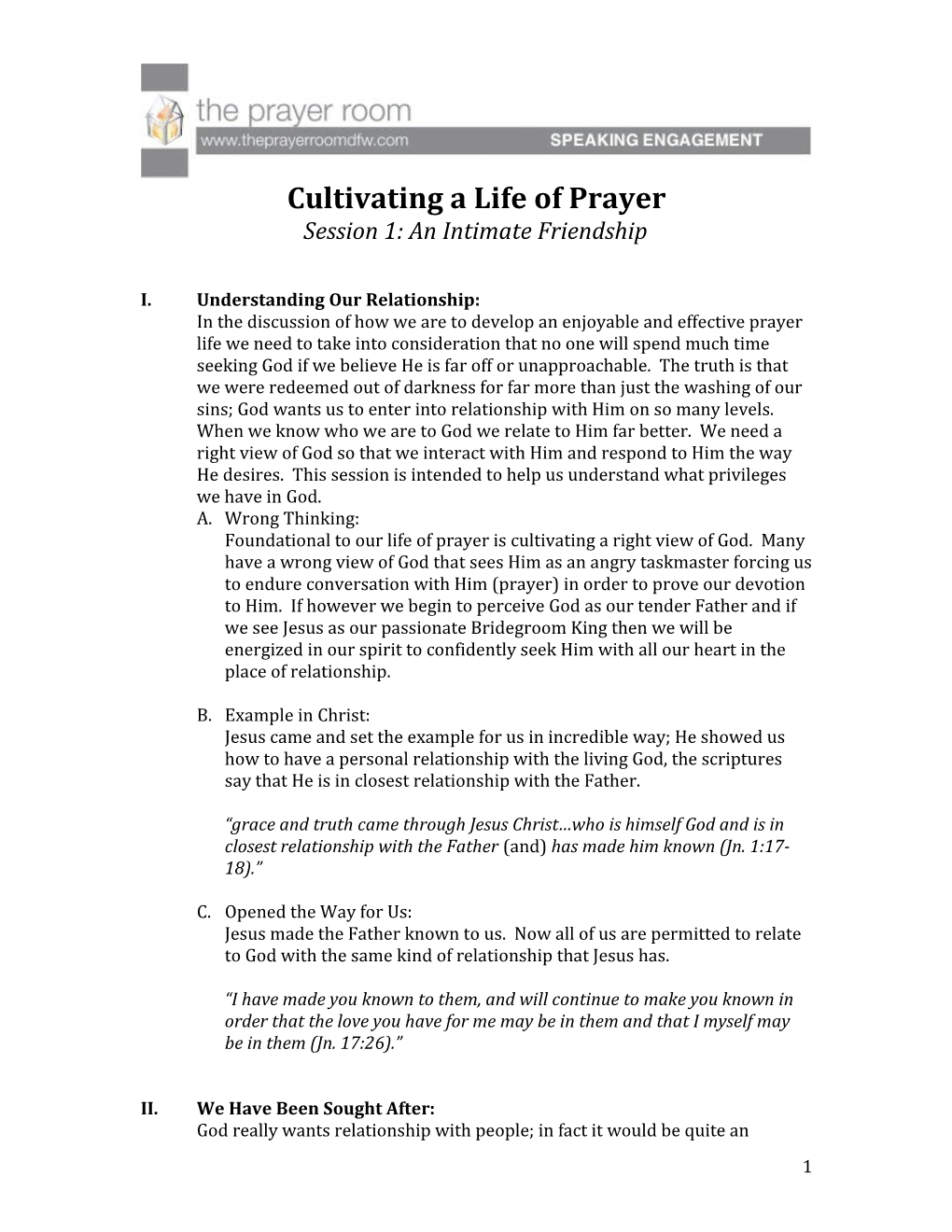 Cultivating a Life of Prayer